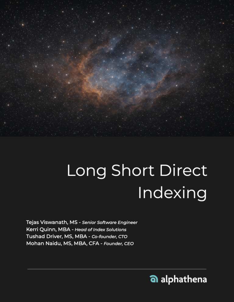 Long-Short Direct Indexing white paper cover, with image of the galaxy and stars